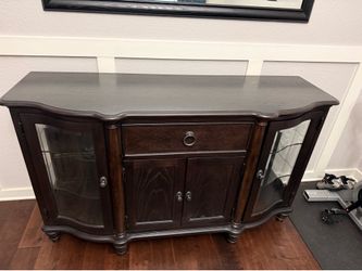 Traditional Hardwood Buffet with Glass Display Doors