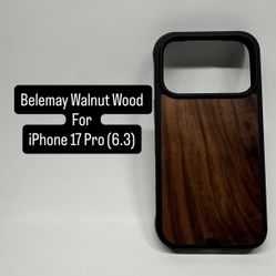 Belemay Walnut Wood Case for iPhone 17 Pro (6.3) Compatible with MagSafe