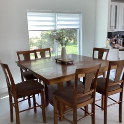 Dining Set**Solid Wood Dining Table with 6 Matching Chairs** (High Top)  City Furniture /City Home