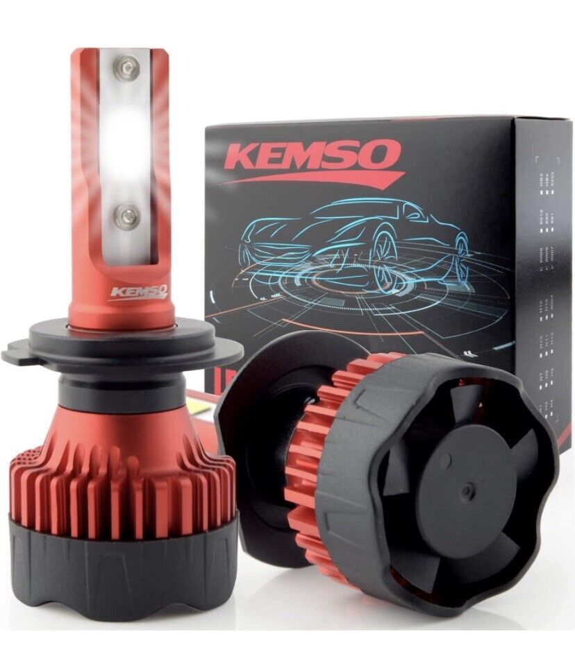 H7 LED Headlight Bulb Kit, KEMSO, 6500/16000 Lumens Super White Conversion Kit