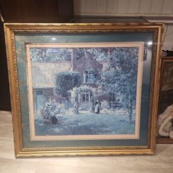Vintage framed “The Unpretentious Garden" by Gari Melchers