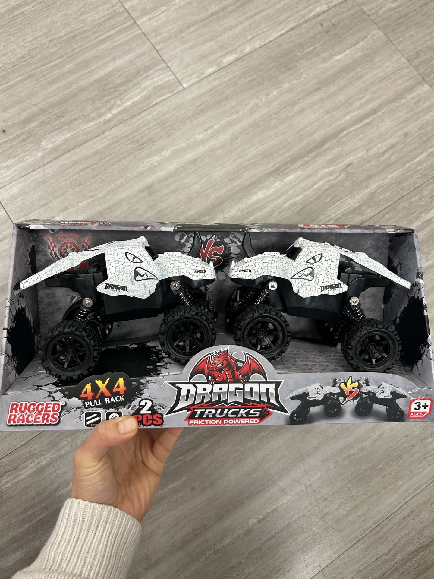 NWT Rugged Racers 4x4 Pull Back dragon trucks Set