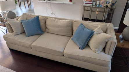 Cream Nailhead Extra Long Sofa and Sofa (Price For Both Sofas)