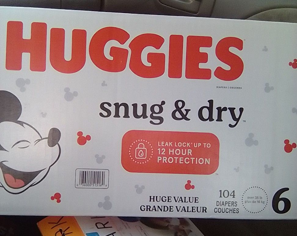 HUGGIES DIAPERS SIZE 6 BOX OF 104