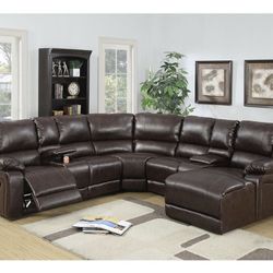 Brown Sectional Sofa With Recliner 