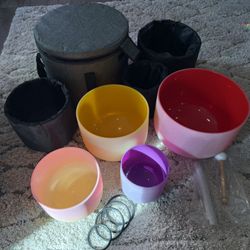 Crystal Singing Bowls Within A Carry Case.