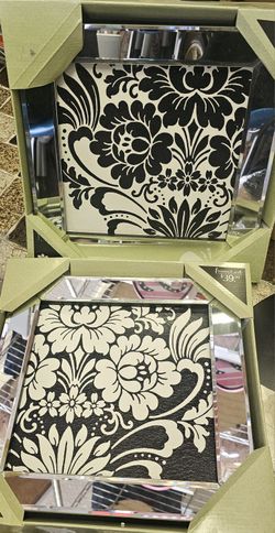 New! Set Of 2 Mirrored Pictures 14×14