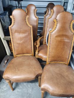 Table And 6 Leather Chairs