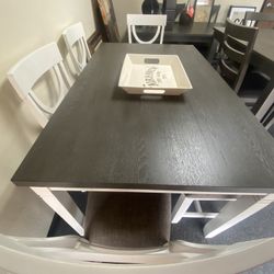 New 6pcs White And Gray Dining Set Seats 6