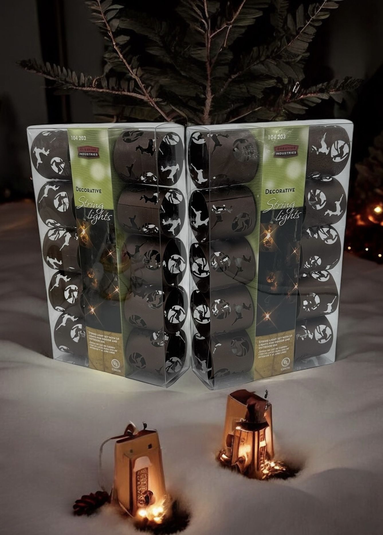 String Lights - (2) Sets Of Christmas decorative reindeer patio deck railings balconies