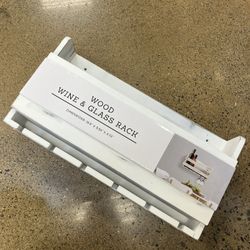 NEW! Wooden Wine And Glass Wall Shelf