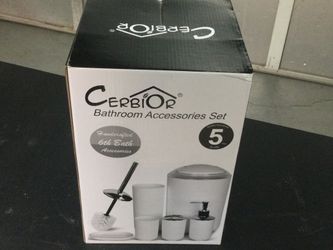 White 6 Piece Bathroom Accessories Set
