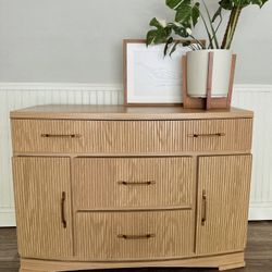 Fully Refurbished Oak Buffet Natural Wood Tone Gold Hardware