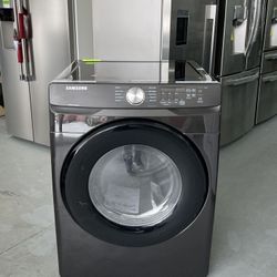 Samsung 7.5-cu ft Stackable Dryer (Fingerprint Resistant Black Stainless Steel)  OQ 