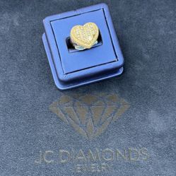 Ring Heart  Baguett And Round Diamonds Real 10k Gold 