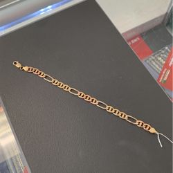 14k Gold Figaro Bracelet 8” 19.2g