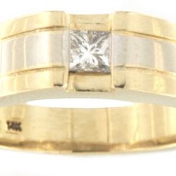 Men Wedding Band 14kt Yellow and White Gold 