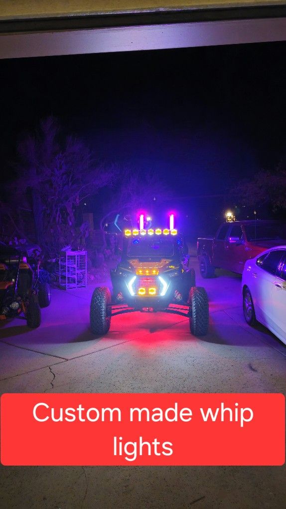Whip lights 15'' in long 2.5'' in wide. Custom made