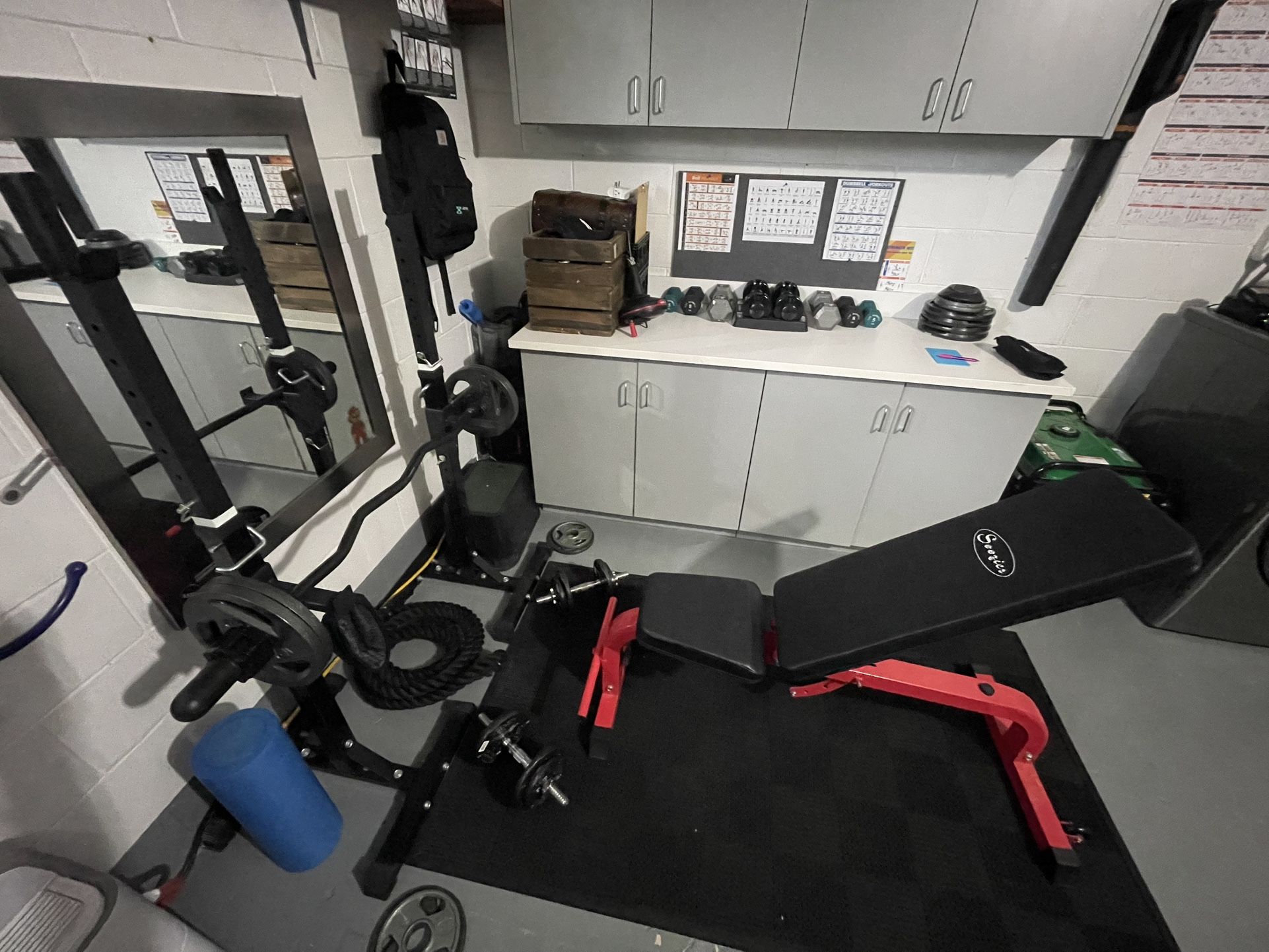 ($300 OBO) Weigh Bench & Squat Rack Set