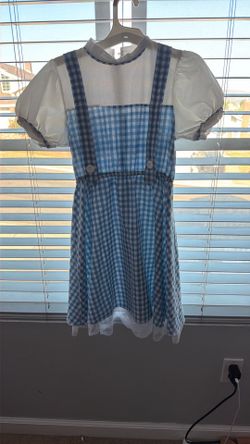 Dorothy Halloween costume size medium in kids, complete with Toto and basket Dorothy Halloween costume size medium in kids, complete with Toto and bas