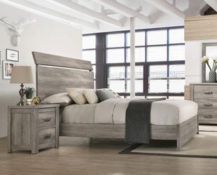 Gray Wood Bedroom Set with Bed