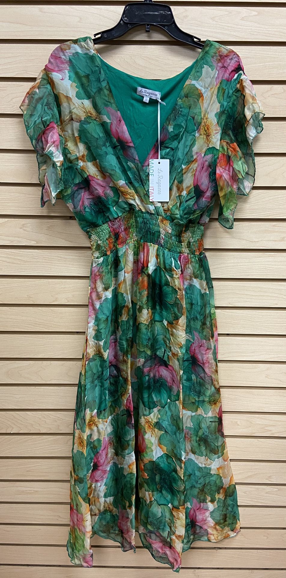 NWT LE RAGANNE FASHIONABLE MADE IN ITALY WOMEN SILK BLEND DRESS SIZE LARGE