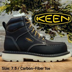 New KEEN Utility Cincinnati 6" Carbon-Fiber Toe EH Rated Waterproof Work Boots w/90° Heel Botas Size: 7.5