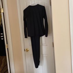 LL Bean Girls Size 14-16 Thermal Black Pants & Top