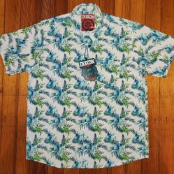 Dixxon Flannel Company - Men's "Zen" Party Shirt - Men's XL - Blue island flower and green palm