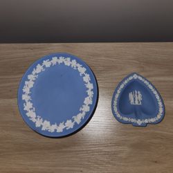 Vintage Wedgwood Jasperware Pedestal Footed Compote and Spade-shaped Ashtray