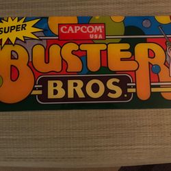 Capcom Super Buster Bros Original Arcade Video Game Plexi Marquee Sign Header 