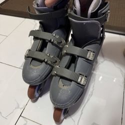 Title: Adjustable Inline Skates - Size 6-9 (Gray)