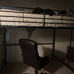 Metal Loft Full Bed With Mattress