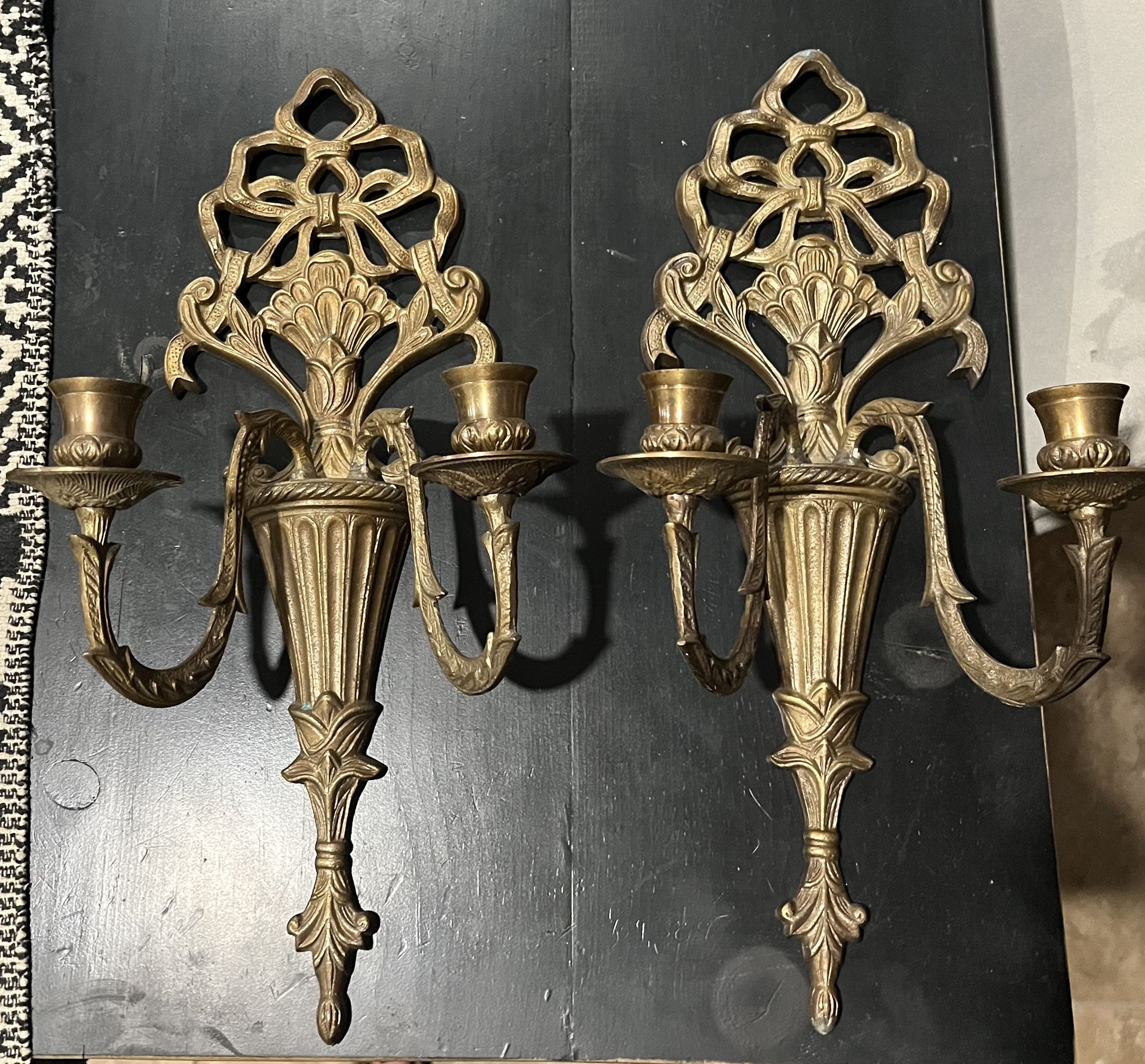 2 Vintage Brass Candelabras