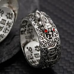NEW Pixiu Feng Shui Protection Wealth Lucky Open Ring Buddhist Jewelry Adjustable