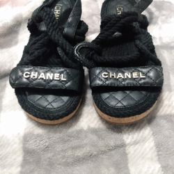 chanel cord mules