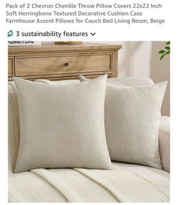 New Beige 22 X 22” Pillow Covers set of 2