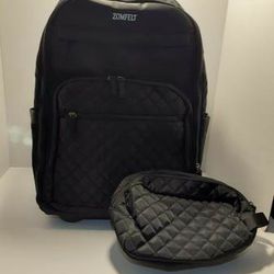 ZOMFELT Rolling Backpack for Women, Carry on Luggage Travel Backpack with Wheels, 17 Inch Laptop Backpack with Toiletry Bag new never used 