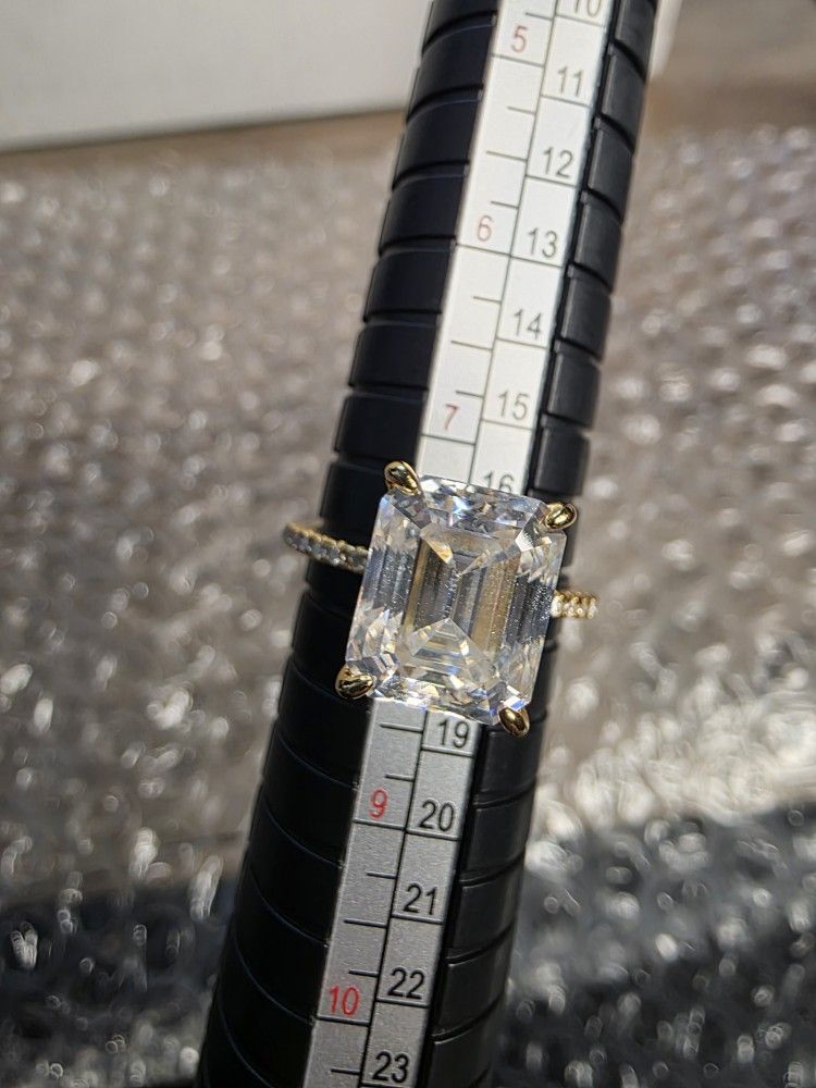 SS925 5ct Moissanite Diamonds Ring Gold Over Size 8