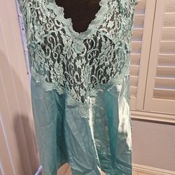 Satin Mint Green Babydoll Nightie Lingerie 