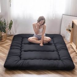 Queen 4”Japanese Floor Mattress Futon-Thicken Tatami Mat Sleeping Pad Foldable Roll Up-60”x80”x4” $80 Firm