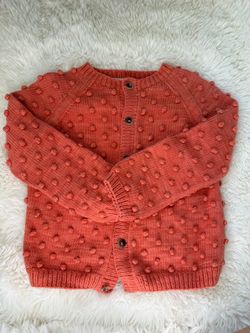 Misha&Puff Girls pink popcorn knit cardigan sweater
