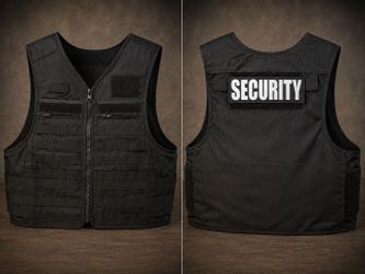 Black Tactical Security Vest – MOLLE Utility Vest w/ SECURITY Patch
