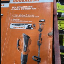 RIDGID CORDED STRING TRIMMER LEAF BLOWER COMBO KIT VOLT-2-TOOL 