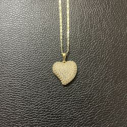 14 k gold plated heart pendant with chain.