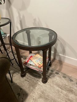 Round Glass Top Metal End Table
