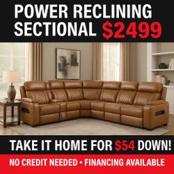 Power Reclining Sectional in Stock For Fast Delivery 