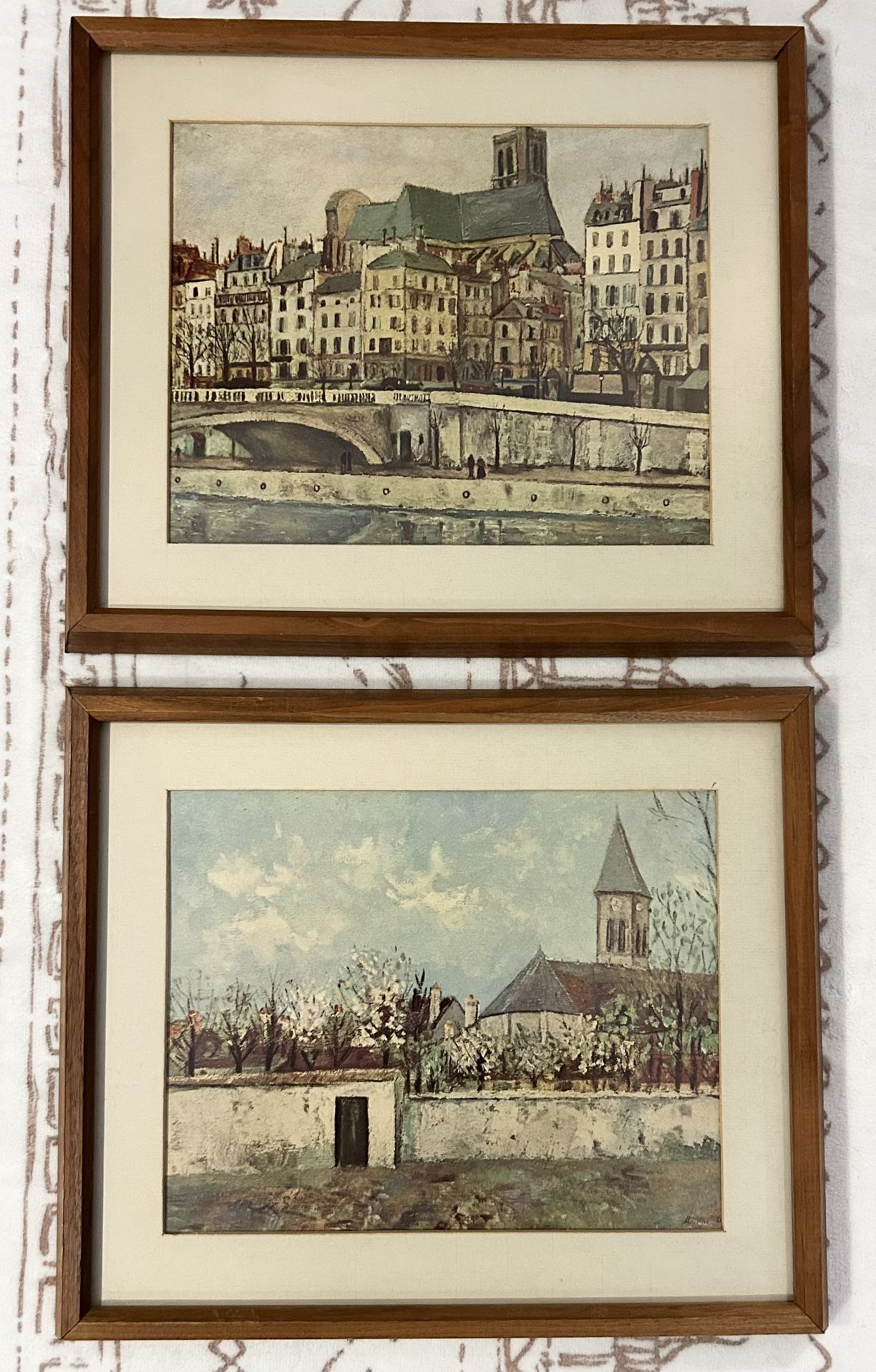 Maurice Utrillo Vintage Framed Prints – Pair of Mid-Century Paris Scene