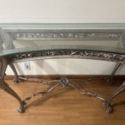 Glass Top Side Table Credenza