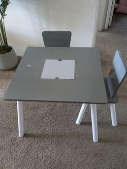 Kids Activity Table and 2 Chairs Set with Center Storage Bin